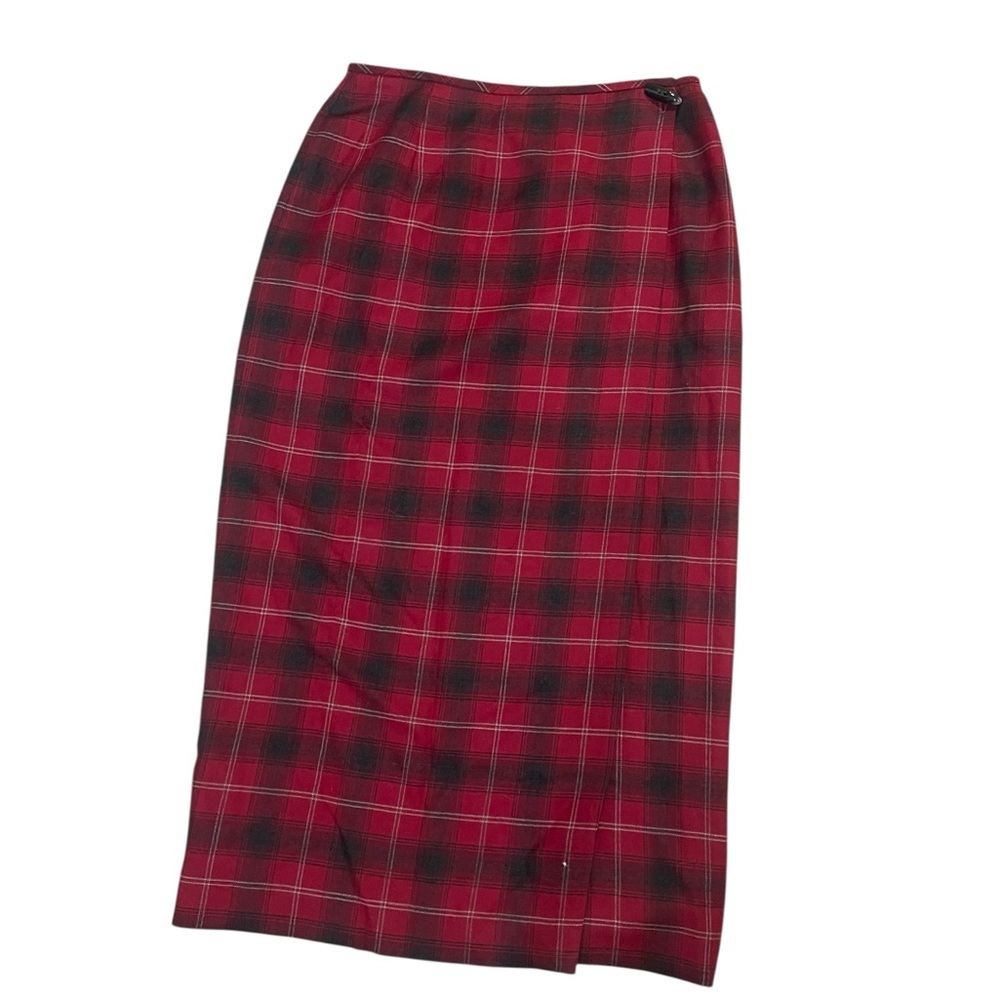 Vintage wool plaid maxi skirt wrap preppy old money classic holiday 10 - Picture 7 of 10